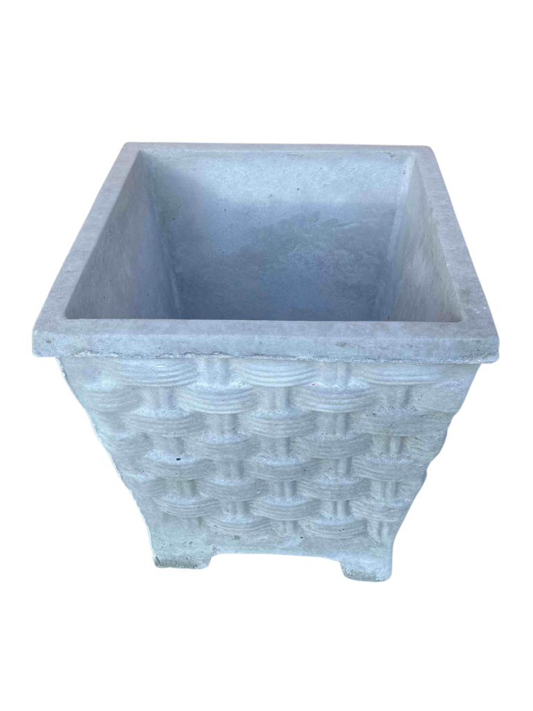 Vaso Quadrato Vimini con piedi - Grigio - Notaro Manufatti