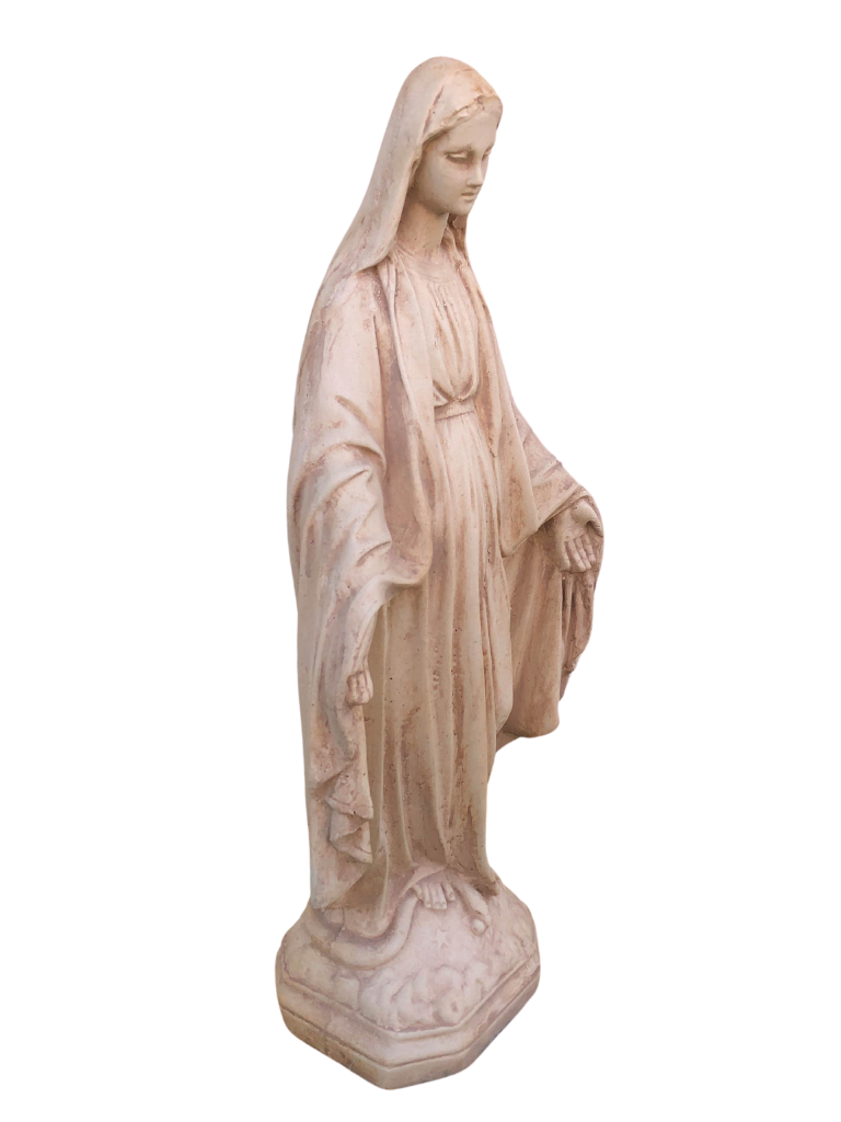 Madonna Immacolata Miracolosa in Cemento H47 Anticata Marrone - Notaro Manufatti