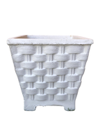 Vaso Quadrato Vimini con piedi - Bianco - Notaro Manufatti
