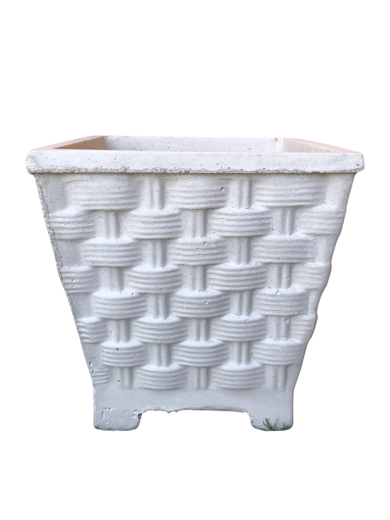 Vaso Quadrato Vimini con piedi - Bianco - Notaro Manufatti