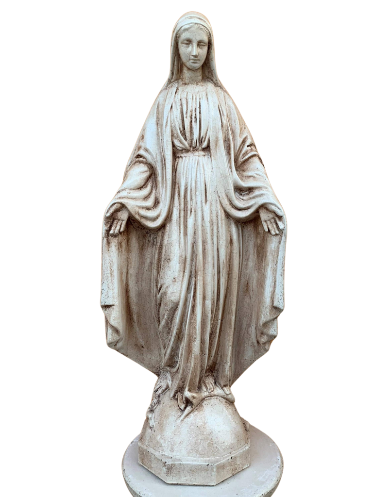 Madonna Immacolata Miracolosa in Cemento H75 Anticata Marrone - Notaro Manufatti