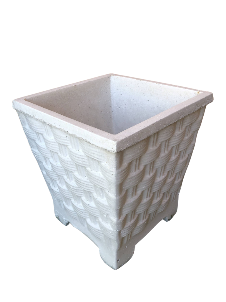 Vaso Quadrato Vimini con piedi - Bianco - Notaro Manufatti
