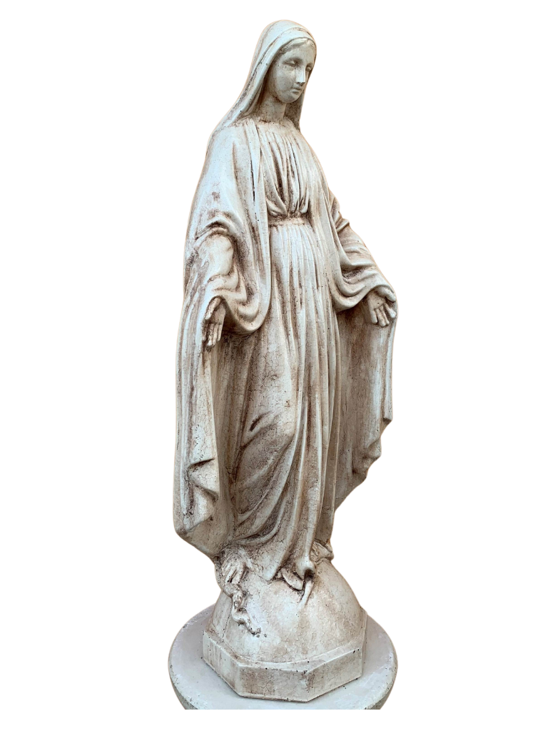 Madonna Immacolata Miracolosa in Cemento H75 Anticata Marrone - Notaro Manufatti