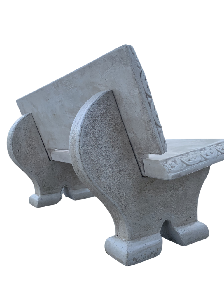 Panchina Artistica Con Schienale in Cemento Bianco – Finitura Anticata Beige - Notaro Manufatti