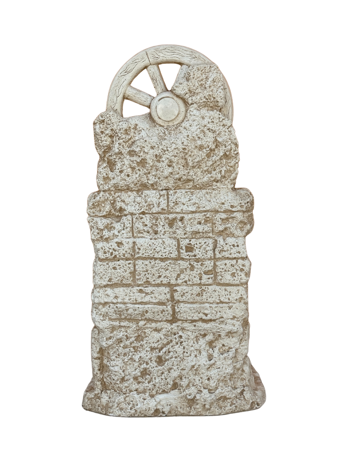 Fontana Ruota da Esterno in Cemento – Beige Antichizzato, Facile da Installare