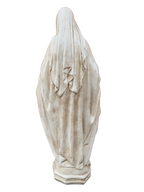 Madonna Immacolata Miracolosa Base Esagonale in cemento H63 Anticata Beige - Notaro Manufatti