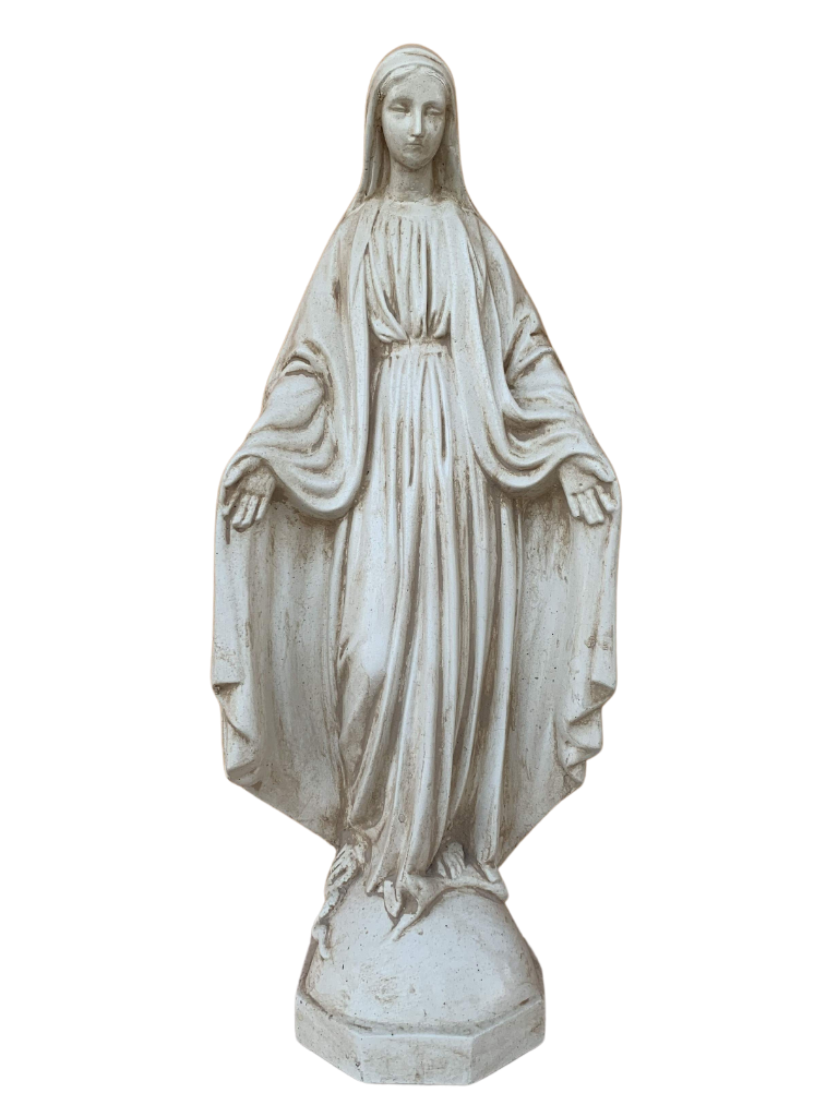 Madonna Immacolata Miracolosa in Cemento H75 Anticata Beige - Notaro Manufatti