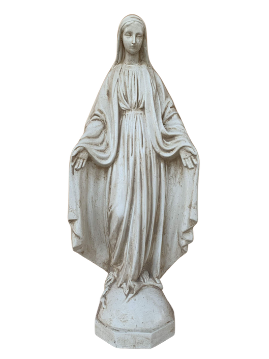 Madonna Immacolata Miracolosa in Cemento H75 Anticata Beige - Notaro Manufatti