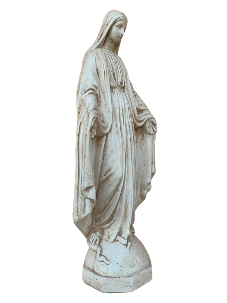 Madonna Immacolata Miracolosa in Cemento H75 Anticata Beige - Notaro Manufatti