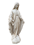 Madonna Immacolata Miracolosa Base Esagonale in cemento H63 Anticata Beige - Notaro Manufatti