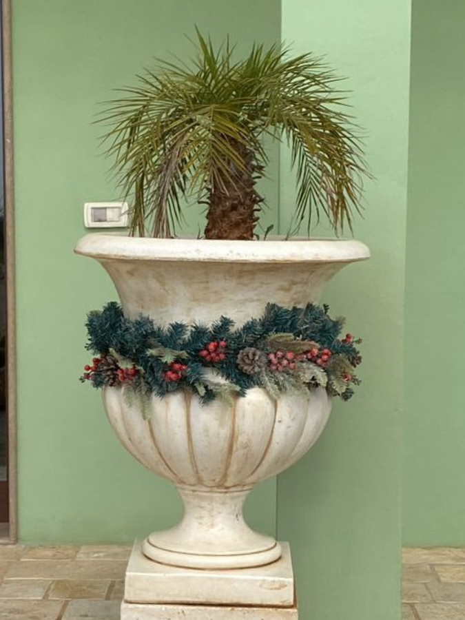 Vaso Ciano Gigante Anticato Beige