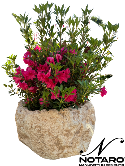 Vaso Sasso Tondo Alto Anticato Beige - Notaro Manufatti