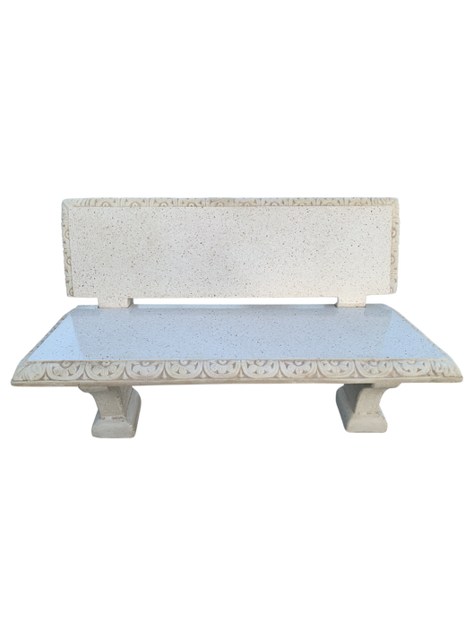 Panchina Artistica Con Schienale in Graniglia di Marmo in Bianco Botticino - Notaro Manufatti