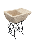 Pila Austri – Lavandino Rustico colore Beige Naturale con Struttura in Ferro Battuto - Notaro Manufatti
