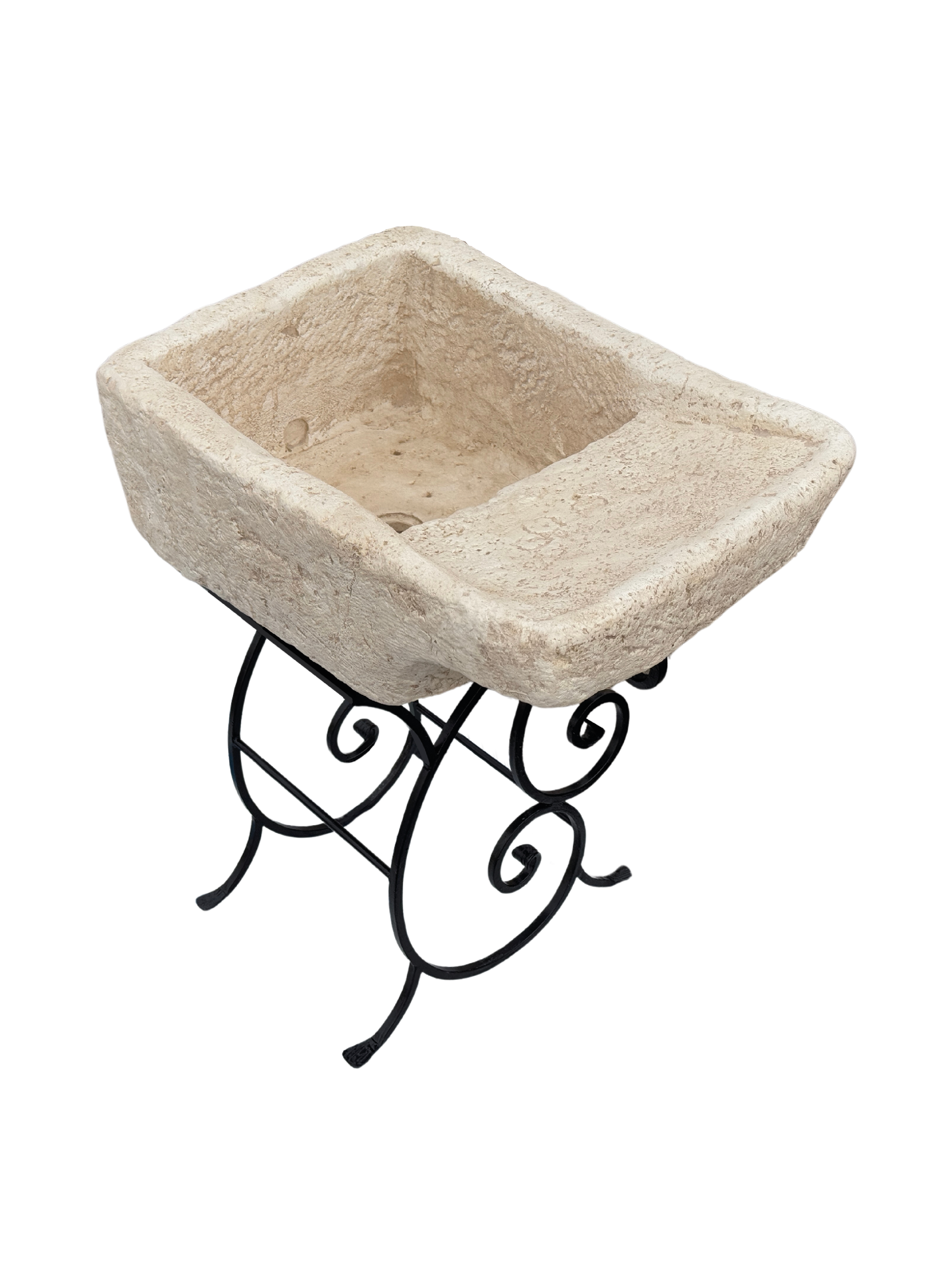 Pila Austri – Lavandino Rustico colore Beige Naturale con Struttura in Ferro Battuto - Notaro Manufatti