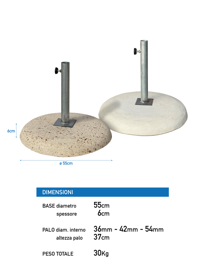 Base Zavorra per Ombrellone in cemento con Tubolare Zincato Incluso
