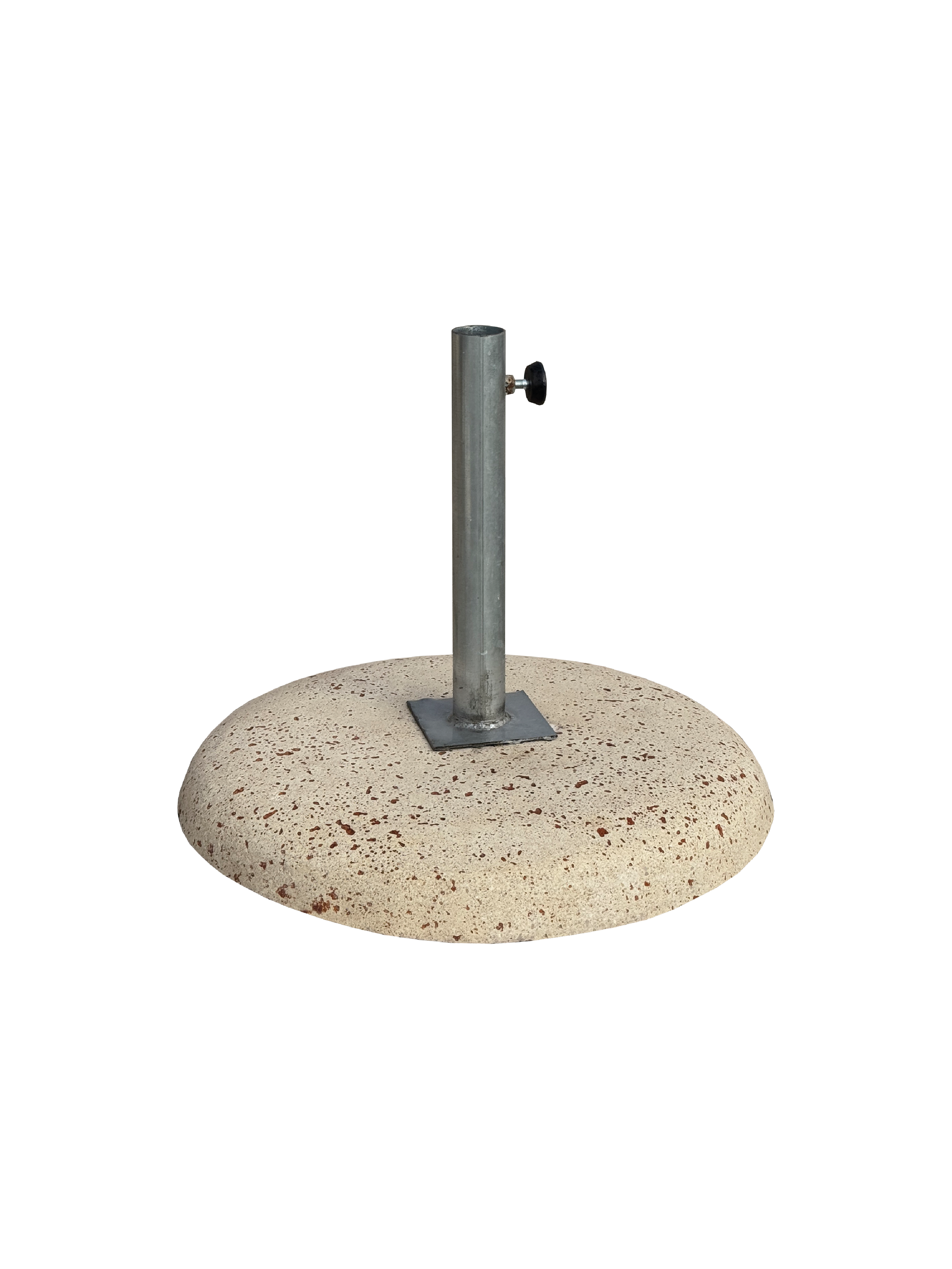 Base Zavorra per Ombrellone in cemento con Tubolare Zincato Incluso in Effetto Travertino - Notaro Manufatti