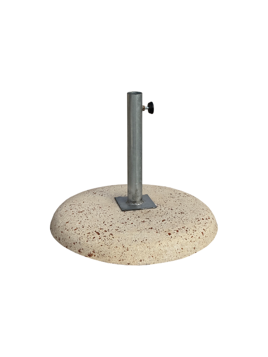 Base Zavorra per Ombrellone in cemento con Tubolare Zincato Incluso in Effetto Travertino - Notaro Manufatti