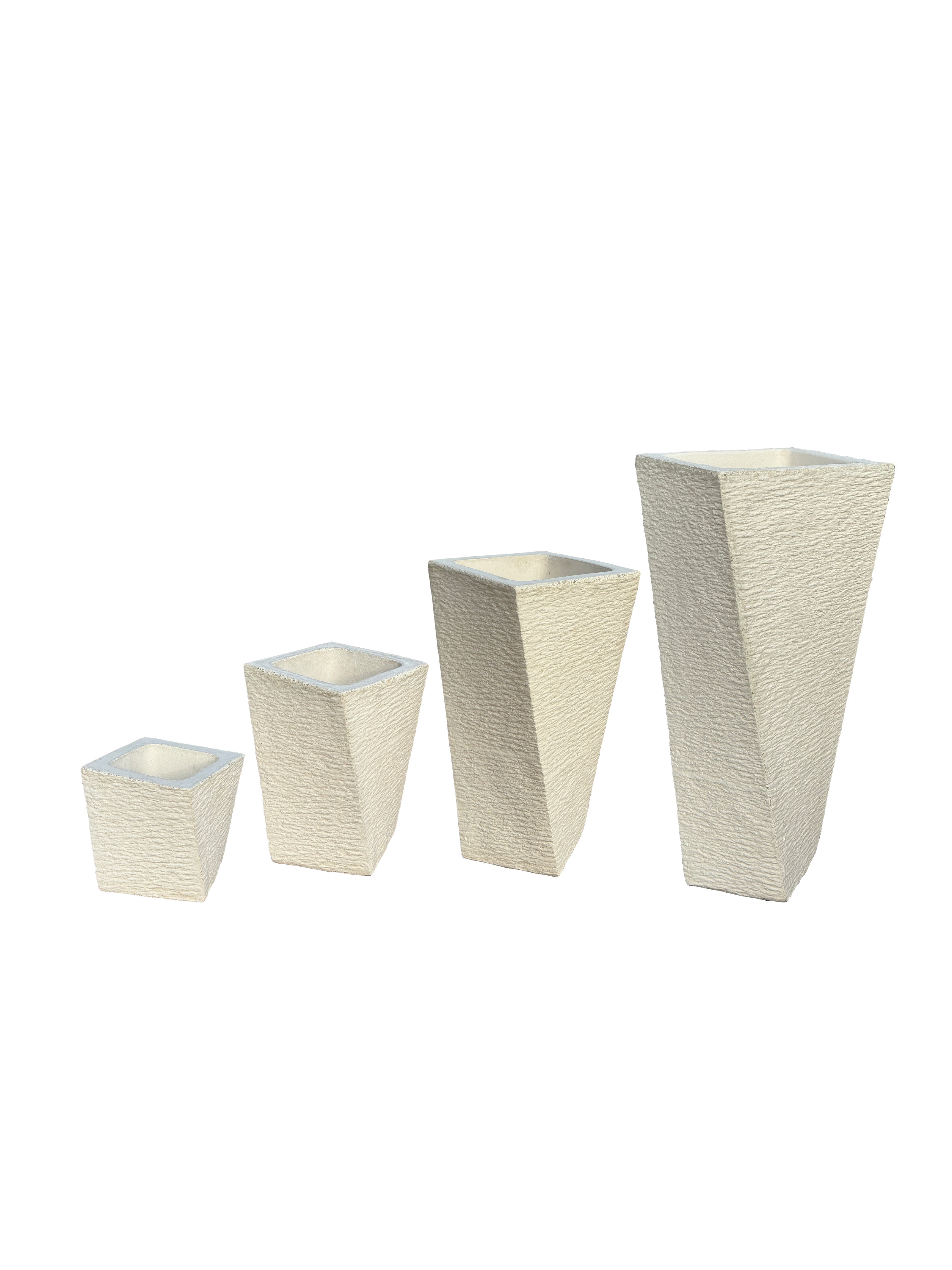 Vaso Svirgolato Alto in Cemento Bianco - Notaro Manufatti