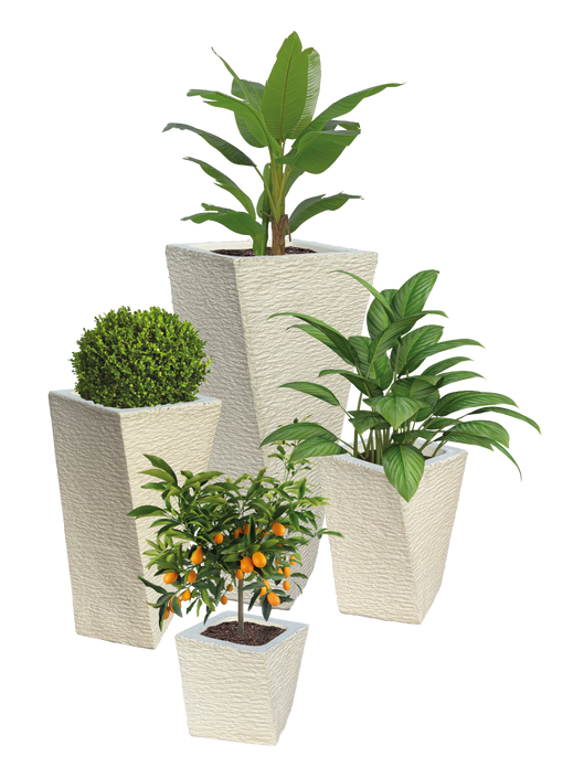 Vaso Svirgolato Alto in Cemento Bianco - Notaro Manufatti