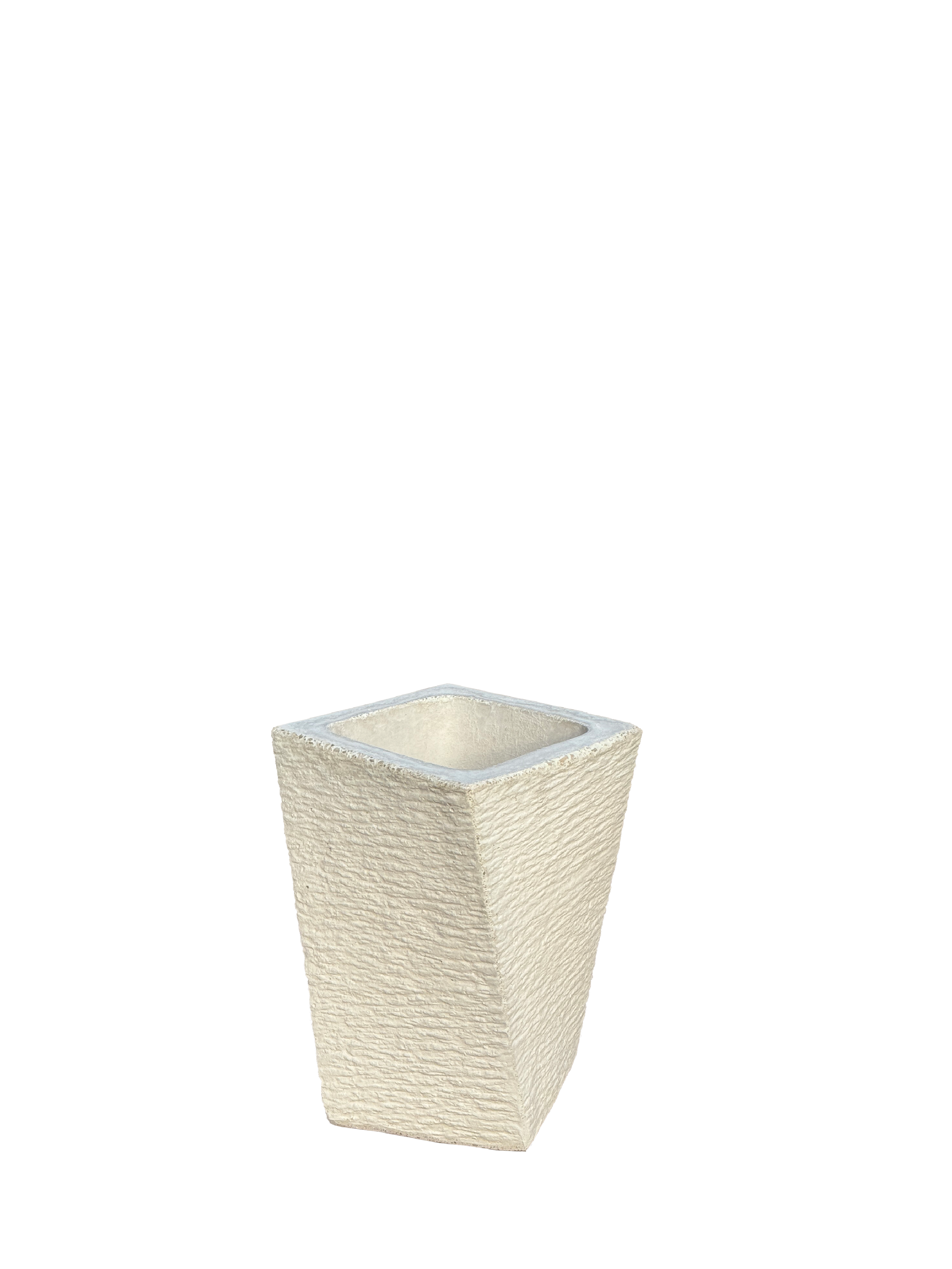 Vaso Svirgolato Alto in Cemento Bianco - Notaro Manufatti
