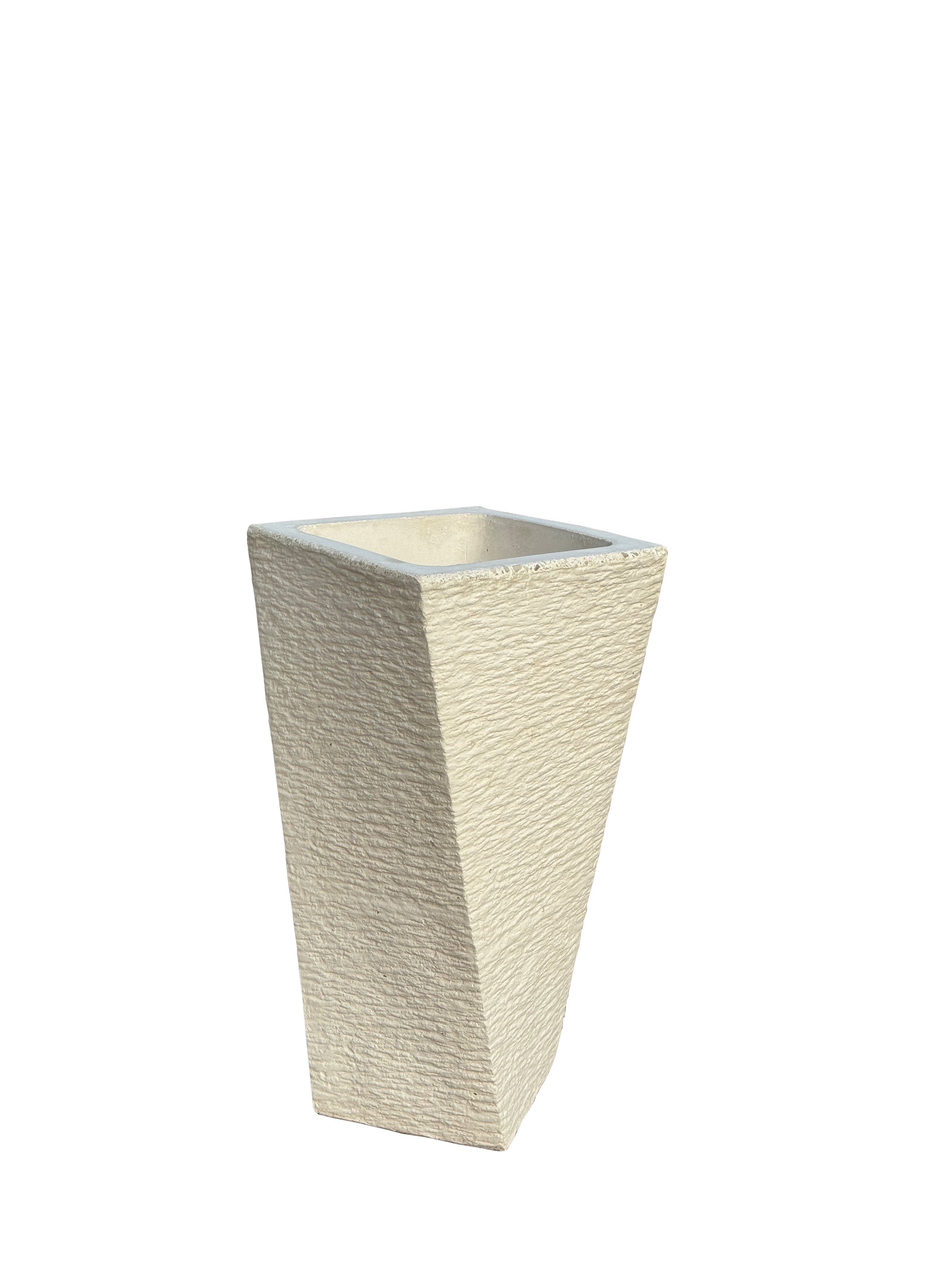 Vaso Svirgolato Alto in Cemento Bianco - Notaro Manufatti