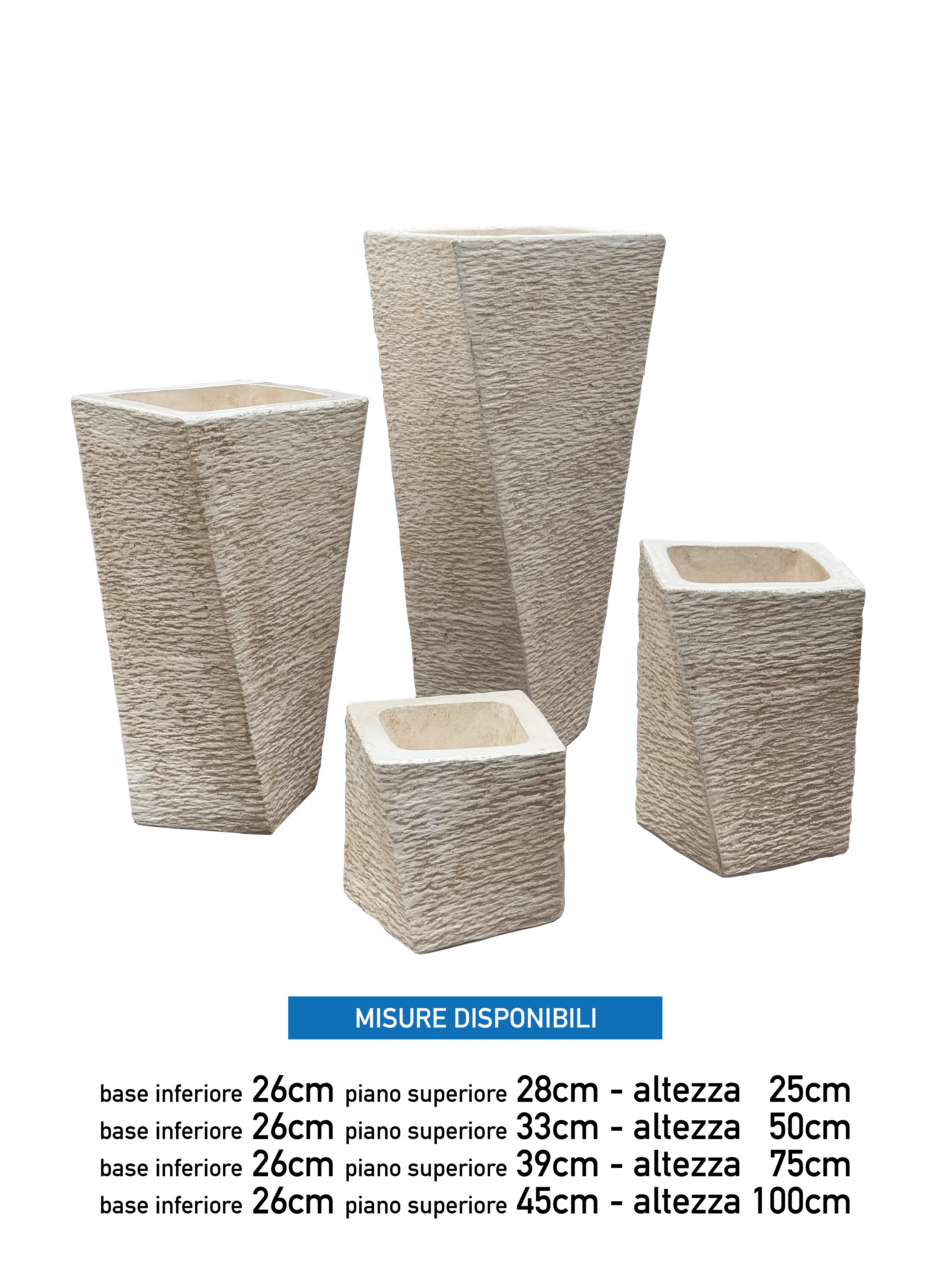 Vaso Svirgolato Alto Anticato Beige - Notaro Manufatti
