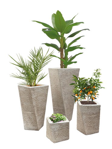 Vaso Svirgolato Alto Anticato Beige - Notaro Manufatti