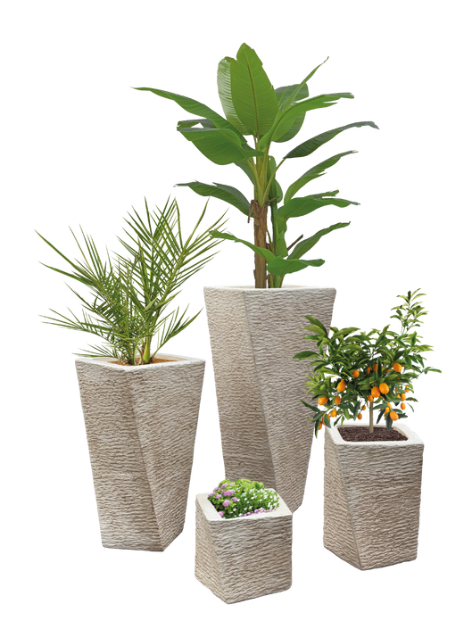 Vaso Svirgolato Alto Anticato Beige - Notaro Manufatti