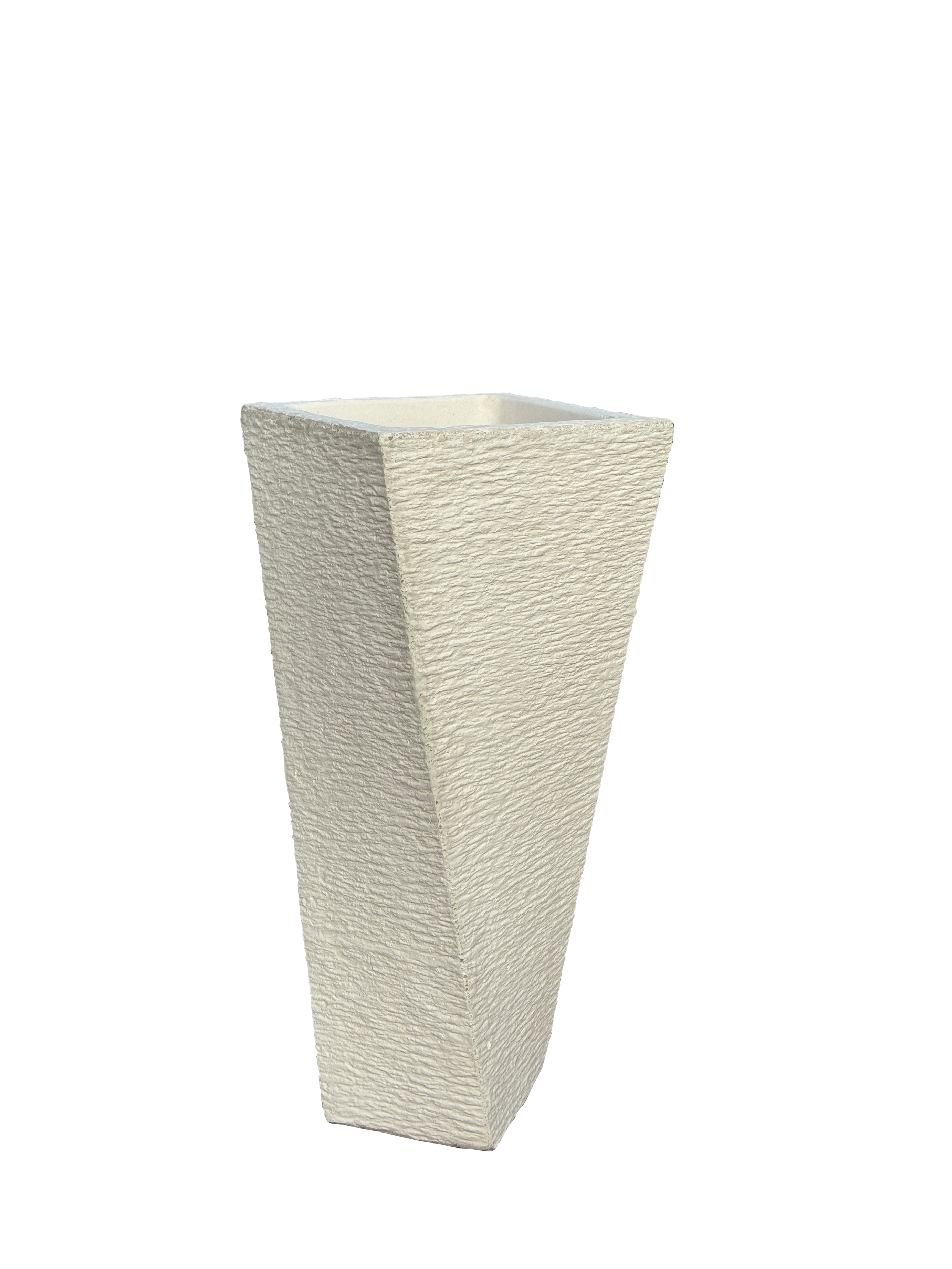 Vaso Svirgolato Alto in Cemento Bianco - Notaro Manufatti