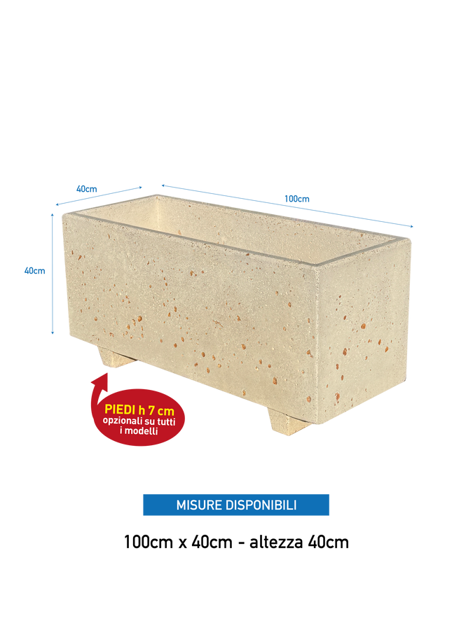 NatureLine 100 - Vaso Rettangolare in Cemento: Eleganza e Robustezza per i Tuoi Spazi Verdi