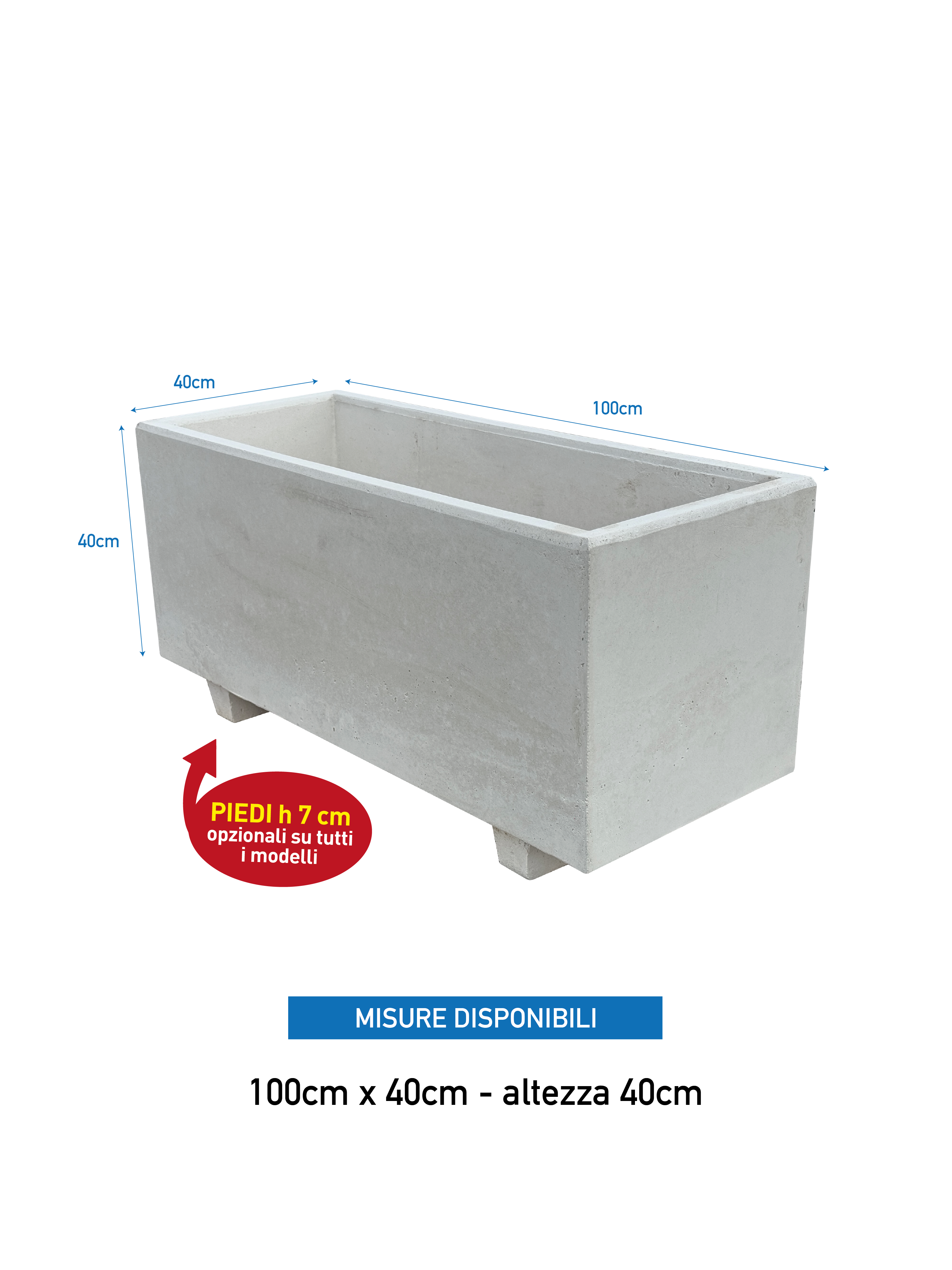 NatureLine 100 in Cemento Bianco - Vaso Rettangolare in Cemento: Eleganza e Robustezza per i Tuoi Spazi Verdi - Notaro Manufatti