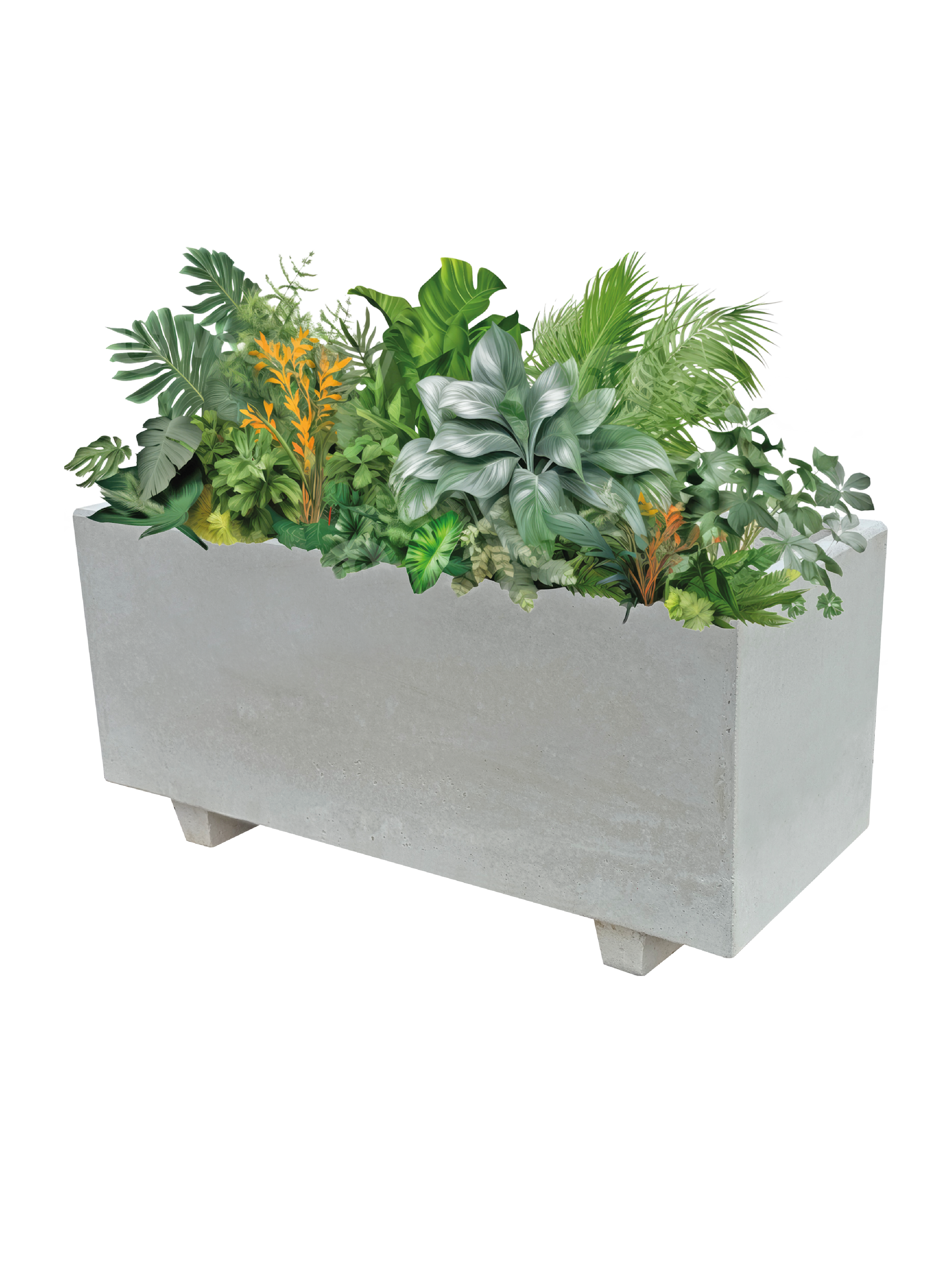 NatureLine 100 in Cemento Bianco - Vaso Rettangolare in Cemento: Eleganza e Robustezza per i Tuoi Spazi Verdi - Notaro Manufatti
