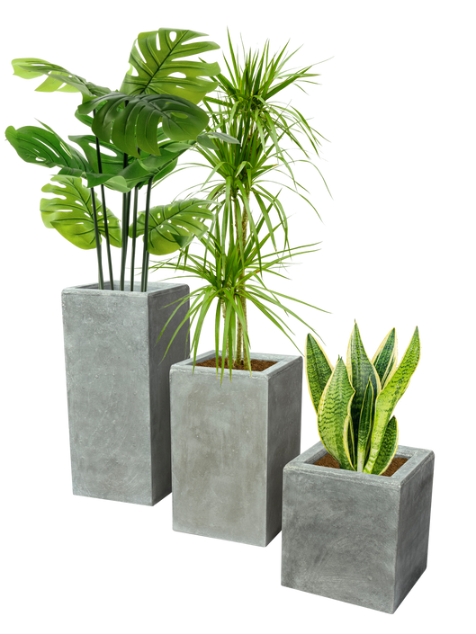 Vaso Alto Nik Cemento Grigio – Fioriera Moderna Effetto Industriale