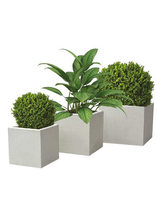 Vaso Quadrato in Cemento Bianco