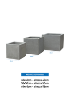 Vaso Quadrato Linea Cemento Grigio Effetto Industriale – Fioriera Moderna da Esterno