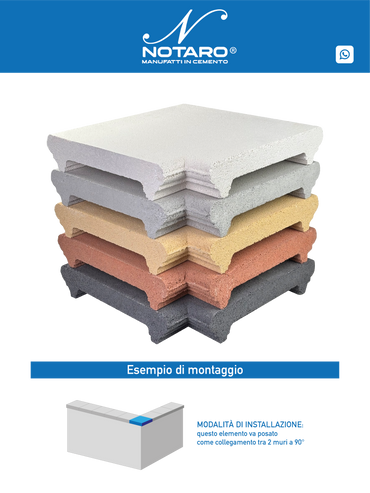 Angolo in Cemento per Coprimuro Classico con Toro e Gocciolatoio