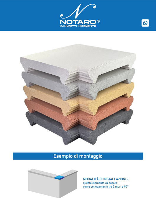 Angolo in Cemento per Coprimuro Classico con Toro e Gocciolatoio