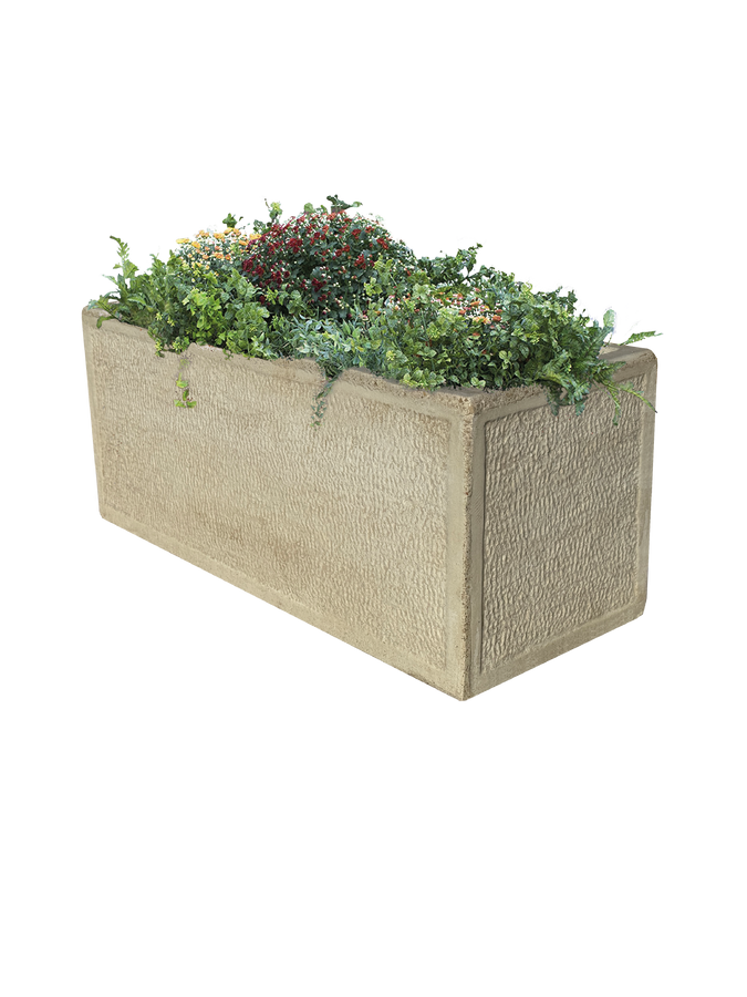 Vaso o Fioriera con Finitura Bocciardata Anticata Beige