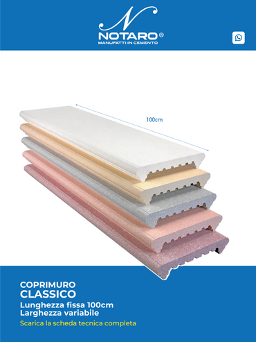 Coprimuro a Toro in Cemento Levigato con Gocciolatoio