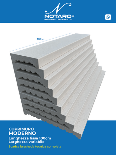 Coprimuro Moderno in Cemento Levigato con Gocciolatoio - Notaro Manufatti