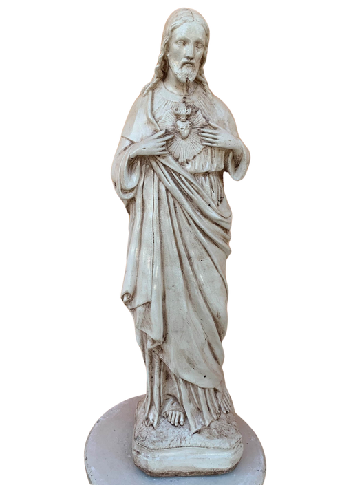 Sacro Cuore In Cemento 60H Anticato Marrone - Notaro Manufatti