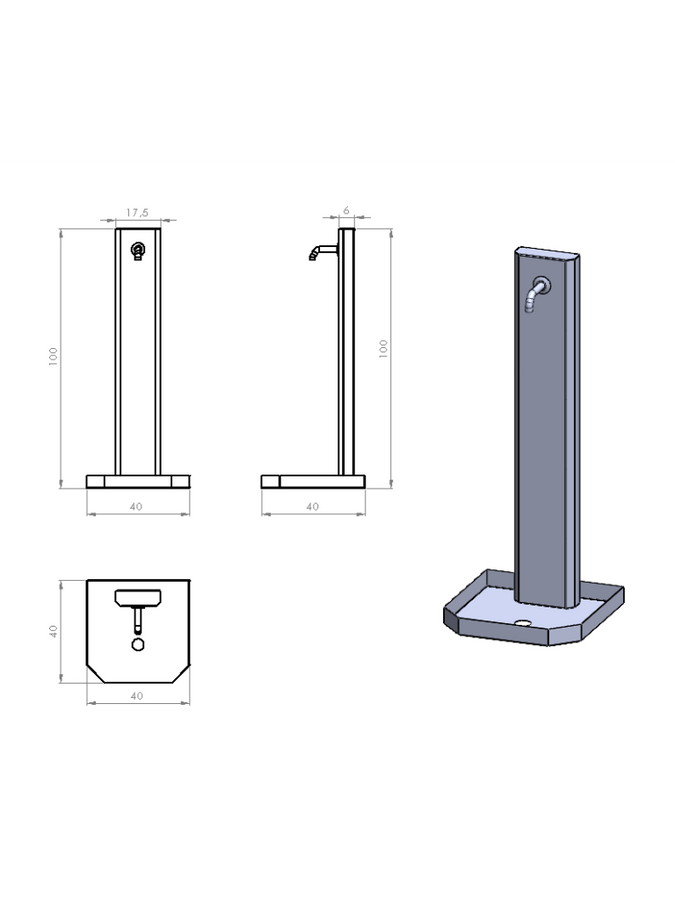 Fontana a Colonna Con Base Esagonale