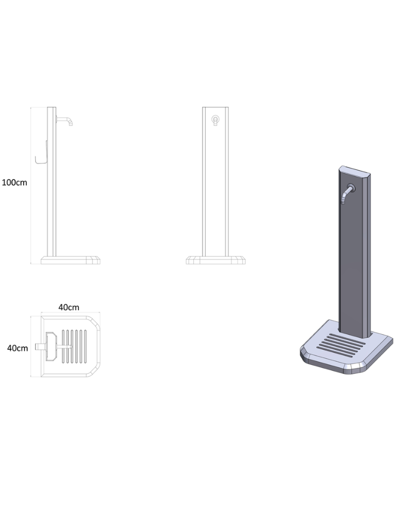 Fontana a Colonna con Base In Cemento - Antracite - Notaro Manufatti
