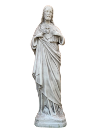 Sacro Cuore In Cemento 60H Anticato Grigio