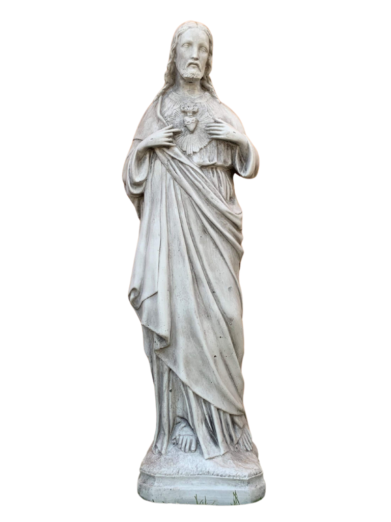 Sacro Cuore In Cemento 60H Anticato Grigio - Notaro Manufatti