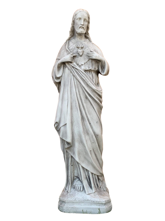 Sacro Cuore In Cemento 60H Anticato Grigio - Notaro Manufatti