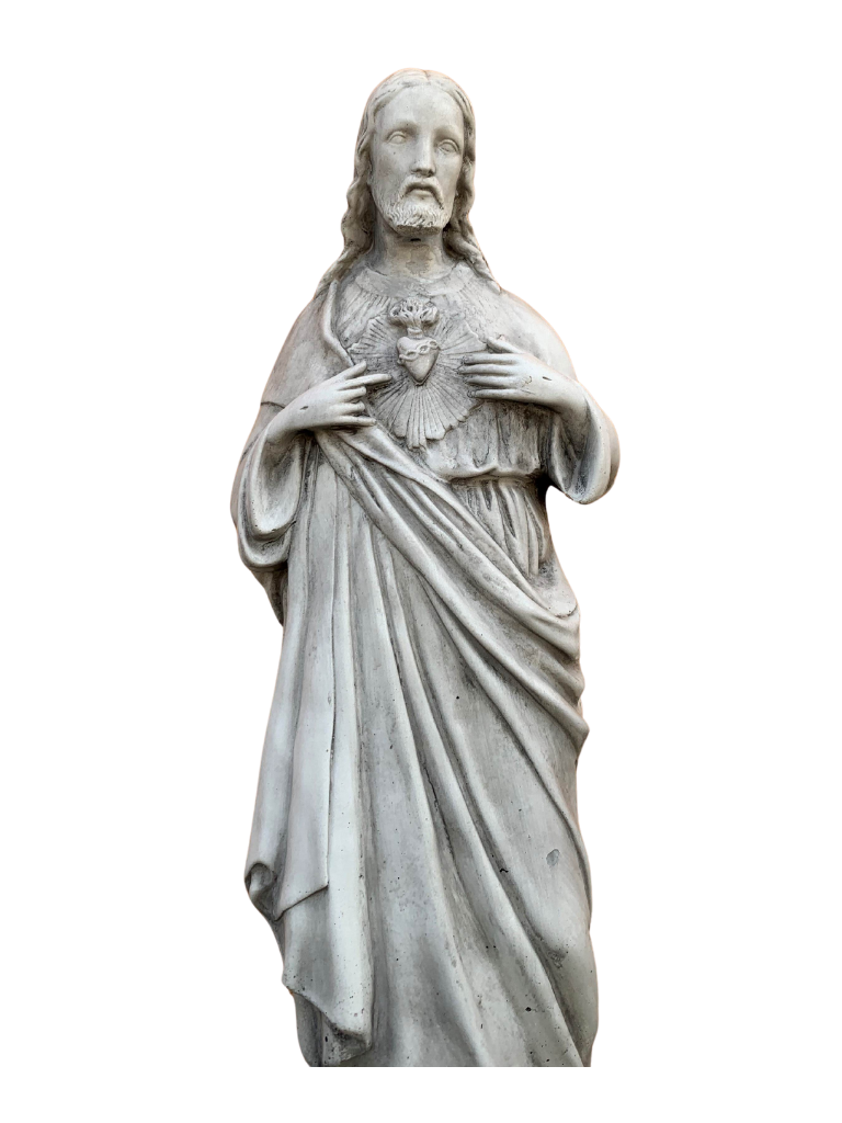 Sacro Cuore In Cemento 60H Anticato Grigio - Notaro Manufatti