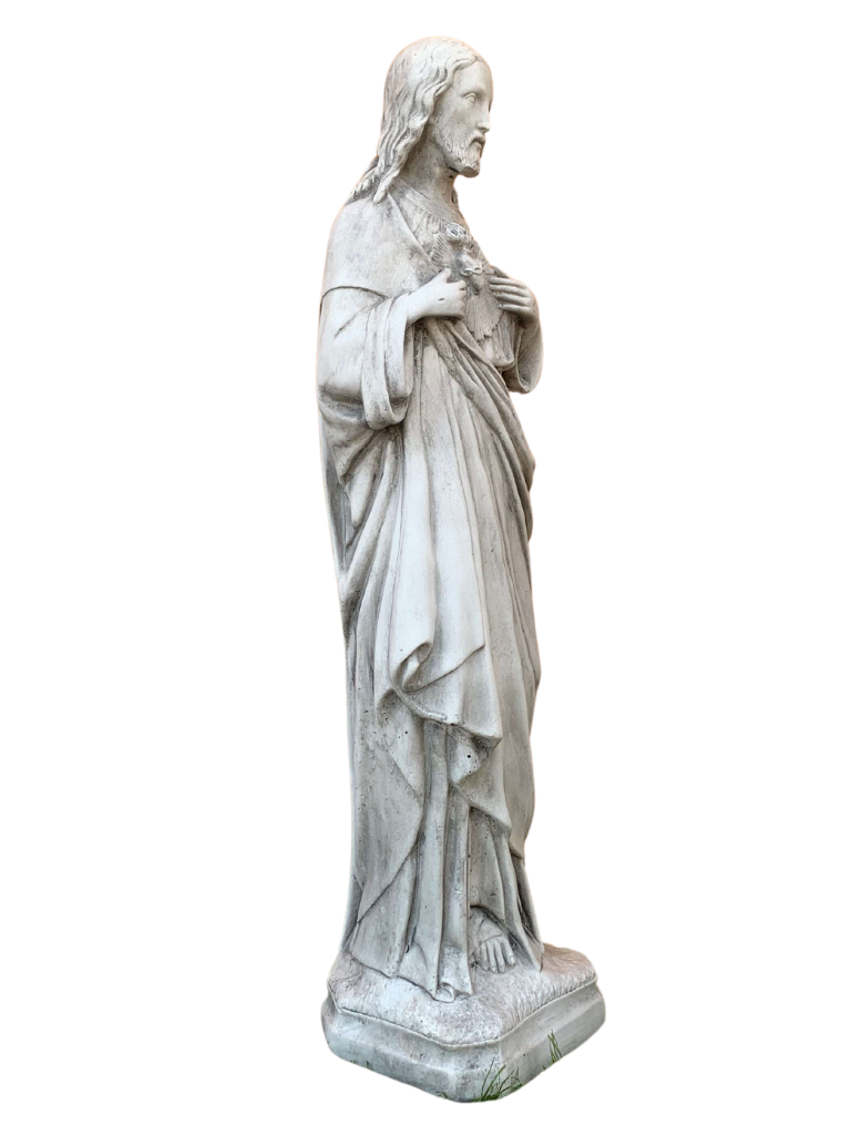 Sacro Cuore In Cemento 60H Anticato Grigio - Notaro Manufatti