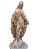 Madonna Immacolata Miracolosa Base Esagonale in cemento H63 Anticata Marrone - Notaro Manufatti